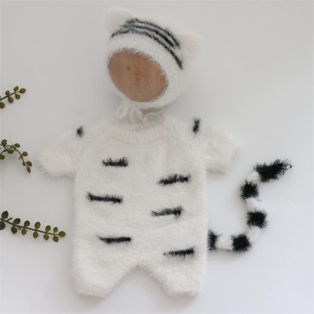 Vemonllas Newborn Photo Props Girl Boy Tiger Hat Romper 1