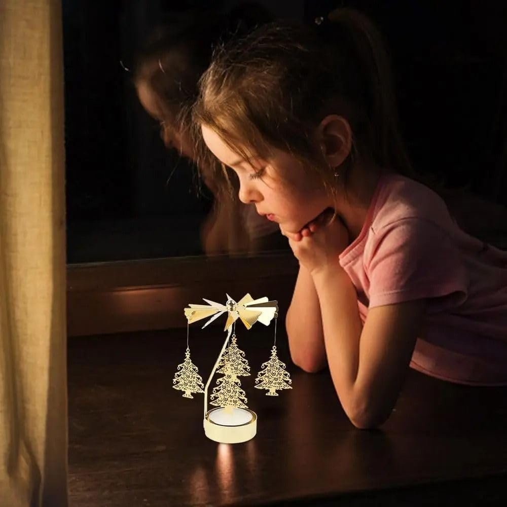 Rotating Candle Holder with Snowflake Design