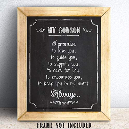 My Godson - Baptism Christening Art Print Chalkboard Style 11x14 Unframed Baby Boy Gift