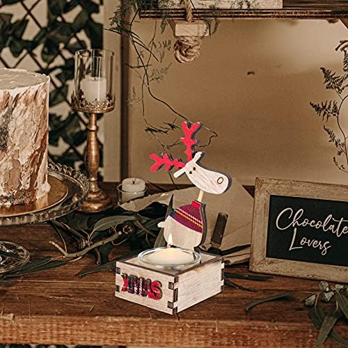 Beaupretty 2Pcs Wood Candlestick Christmas Decor