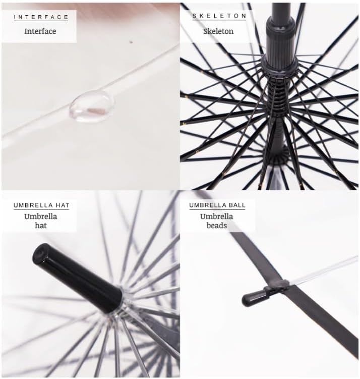 Mokcoliy Thick Transparent Umbrella 16-Rib Auto Open Windproof 1