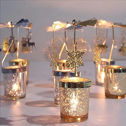 Eforcase Silver Spinning Candle Holder with Glass Cup