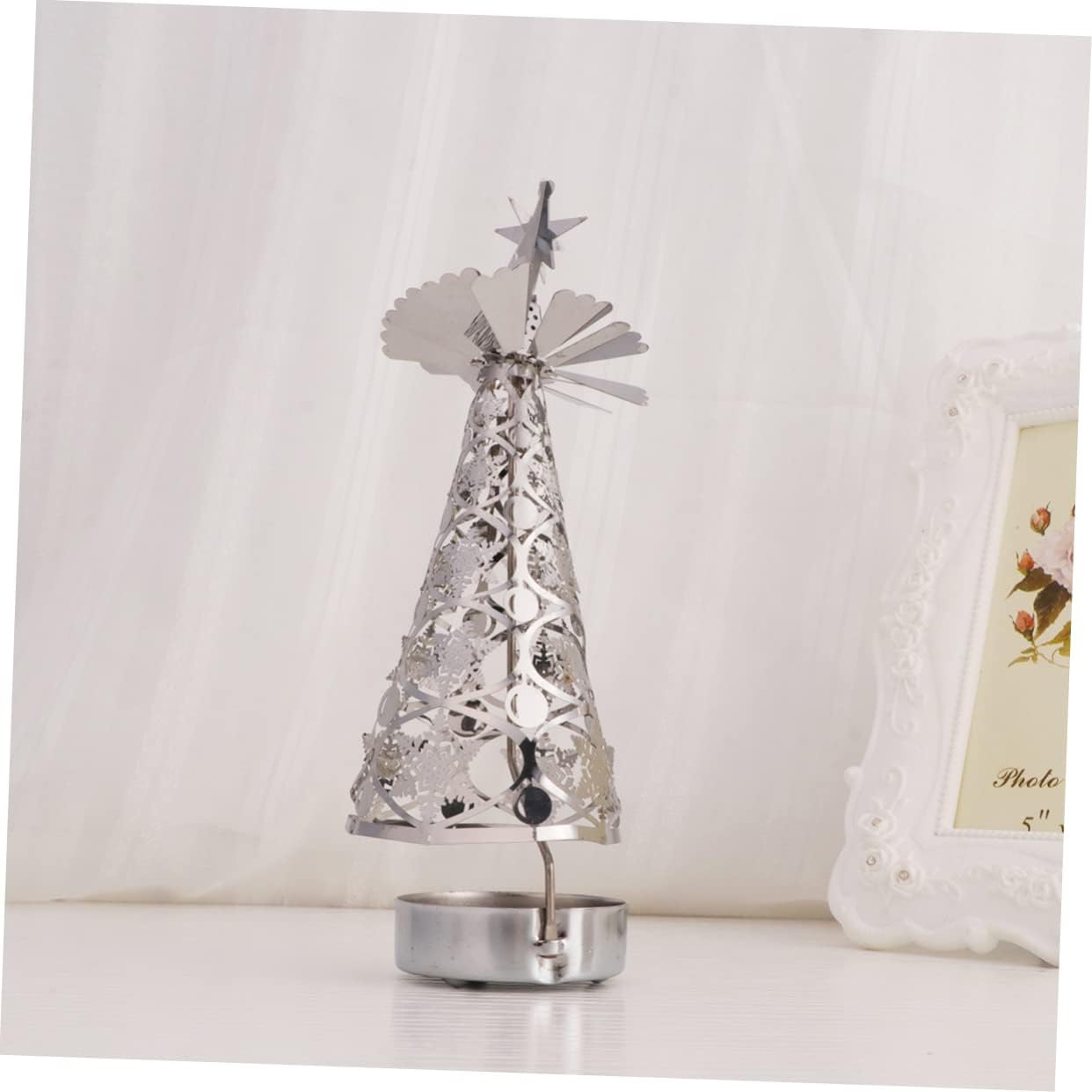 Christmas Tree Shaped Rotating Tea Light Holder