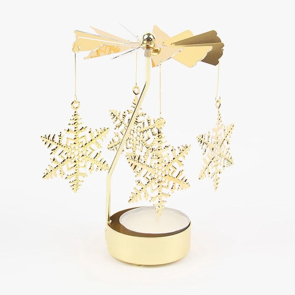 Rotating Candle Holder with Snowflake Design