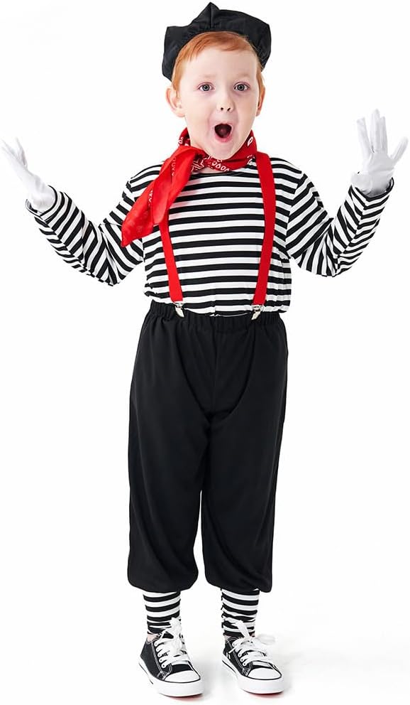IBTOM CASTLE Boys Old Man Costume 4pcs Jumpsuit Hat Glasses Beard