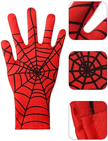 Geyoga Spider Web Gloves Red Black Halloween Costume