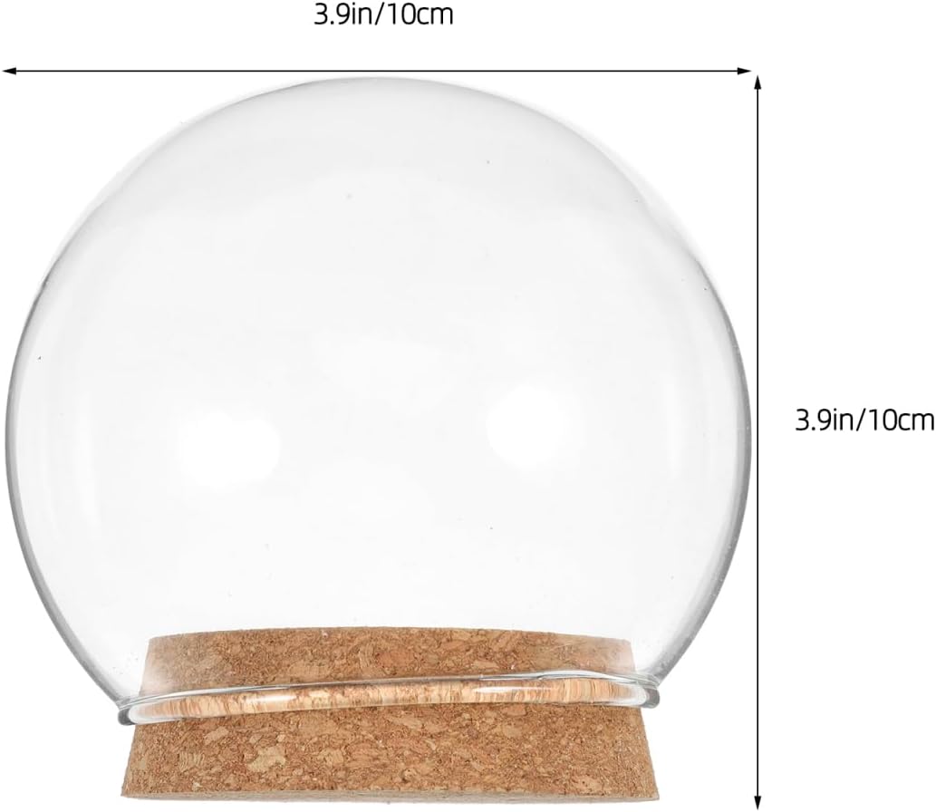 5pcs Clear Glass Cloche Dome with Wooden Base for Collectibles