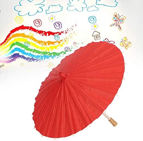 CHEOTIME Handmade Oiled Paper Parasol Umbrella Red