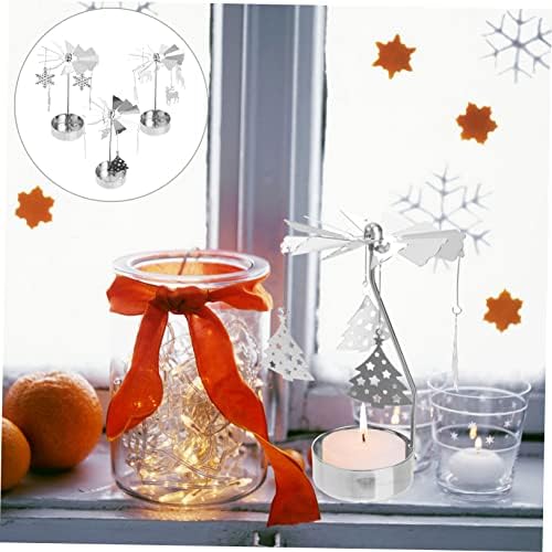 Rotating Metal Snowflake Candle Holder for Christmas Decor