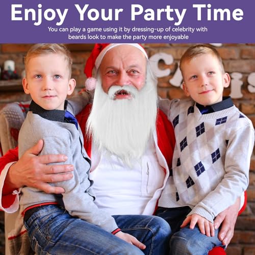 Agatige White False Beard with Elastic Band for Halloween Costume