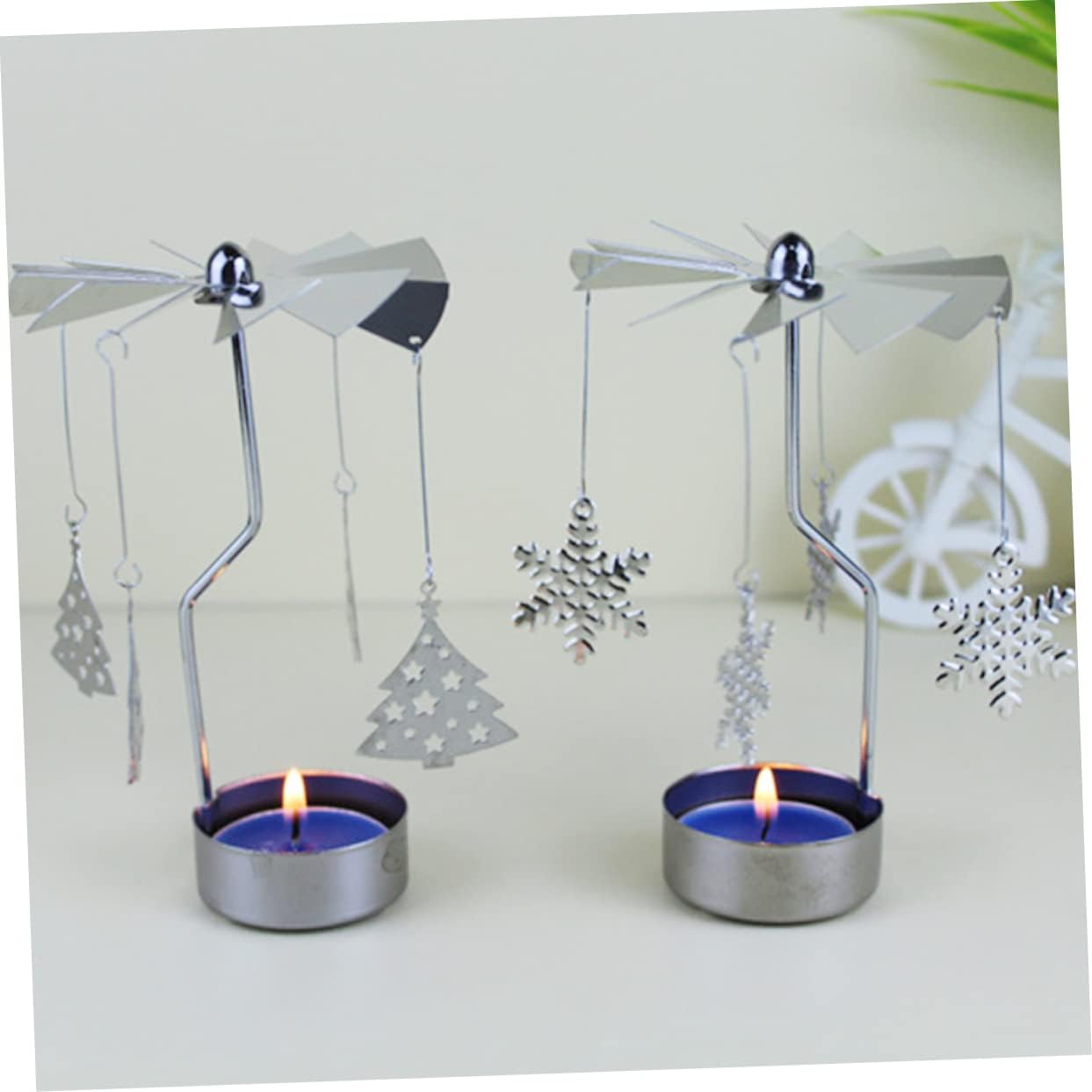 VOSAREA Rotating Snowflake Candle Holder for Holiday Decor