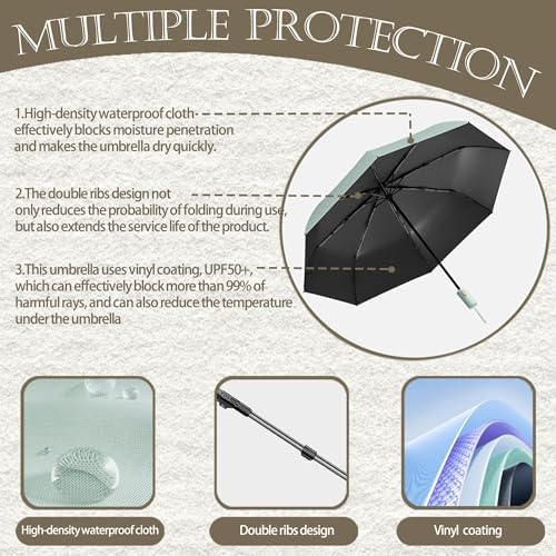 Travebo French Style Compact Folding Umbrella with UV Protection
