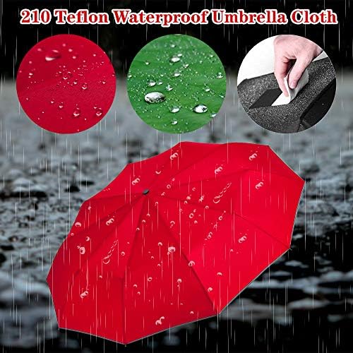 FDJASGY Windproof Travel Umbrella with Reflective Stripe and Zipper Pouch