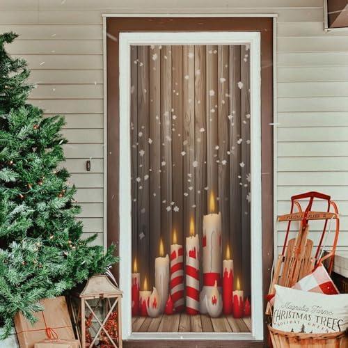MCHIVER Santa Candles Merry Christmas Door Cover