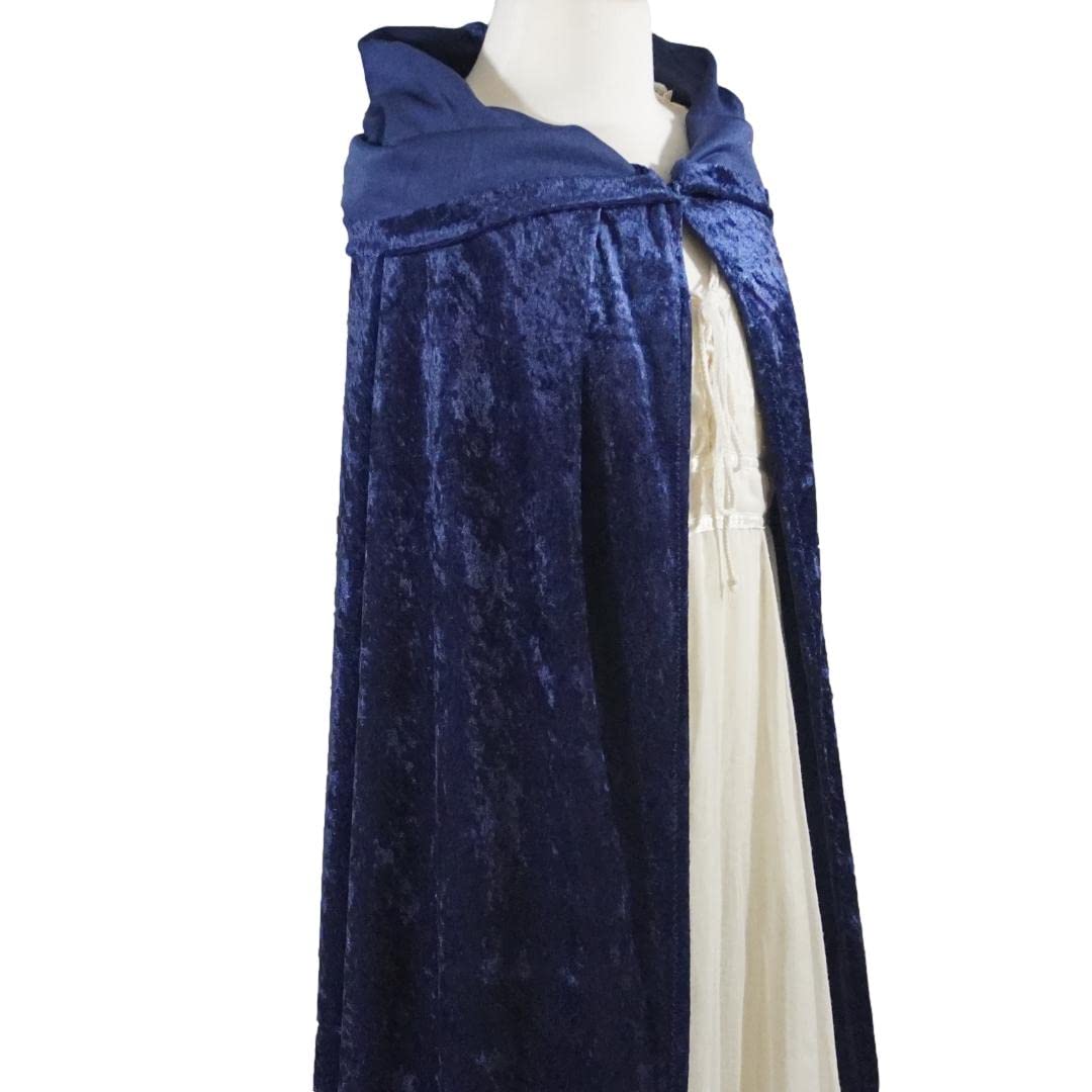 Navy Dark Blue Velvet Hooded Cape for All Sizes
