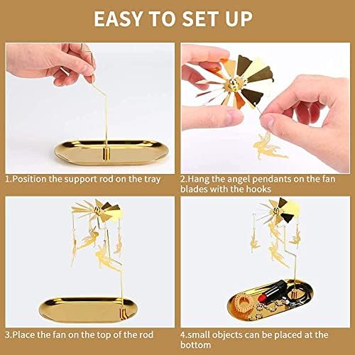 Creahaus Gold Snowflake Spinning Candle Holder with Tray