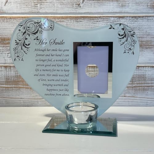 Thorness Her Smile Memorial Plaque with Candle and Photo Holder 1