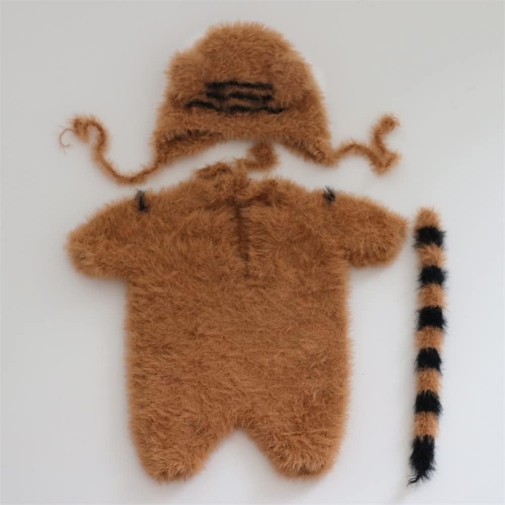 Vemonllas Newborn Photo Props Girl Boy Tiger Hat Romper 1