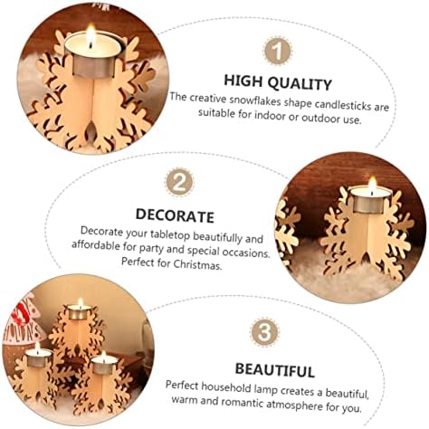 CIMAXIC Christmas Snowflake Candle Holders 6PCS Wooden Tea Light Stands
