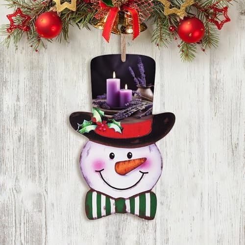 Christmas Wooden Sign with Purple Lavender and Candles
