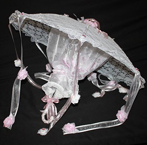 FavorOnline Shower of Happiness White Lace Umbrella with Rose Petals and Confetti