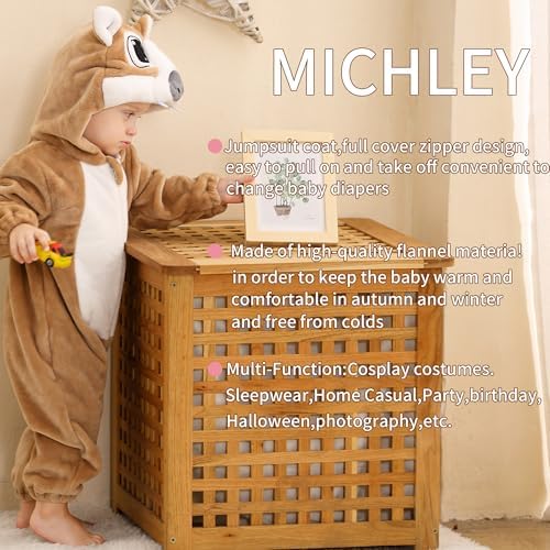 MICHLEY Baby Animal Costume Flannel Hooded Romper 1