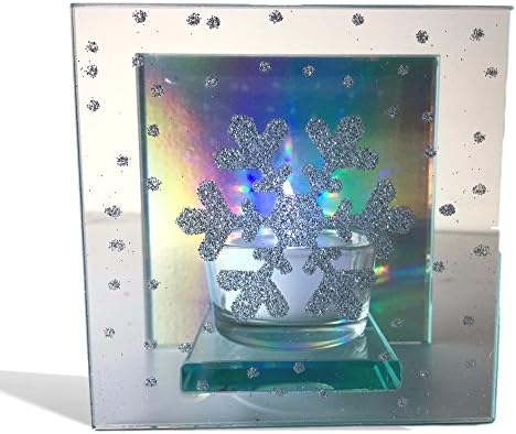 Snowflake Holiday Candle Holder with Aurora Holographic Effect