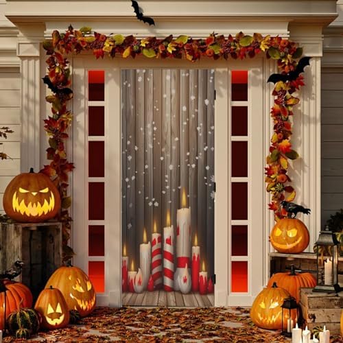 MCHIVER Santa Candles Merry Christmas Door Cover