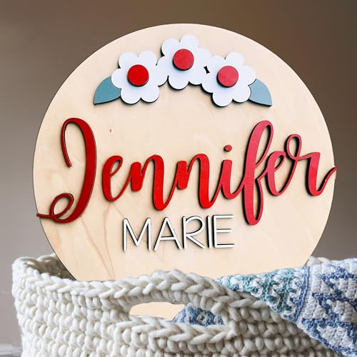 Custom Round Name Sign Personalized Wooden Wall Art for Baby Room