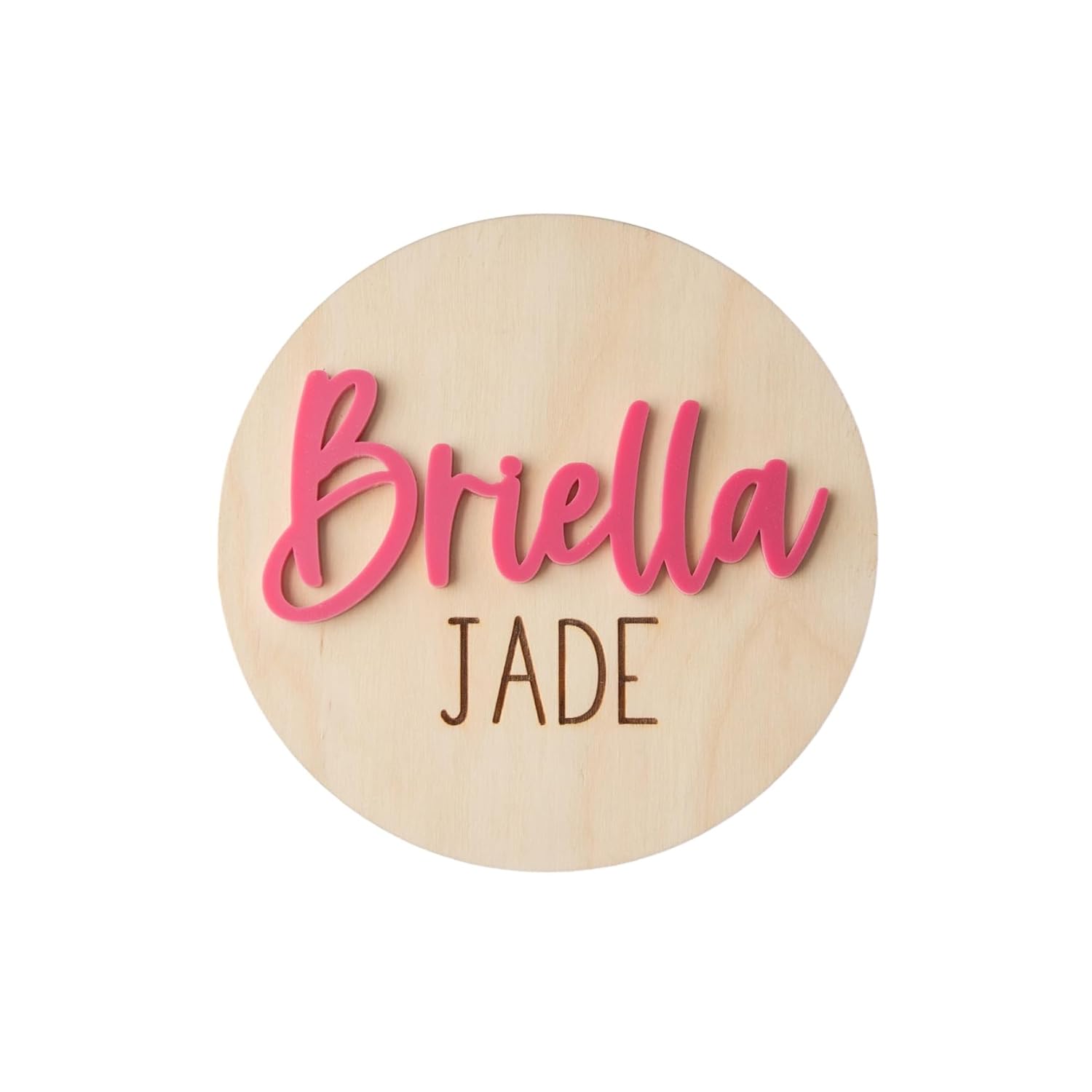 Personalized Newborn Announcement Sign - Wooden Birth Sign with Acrylic Name