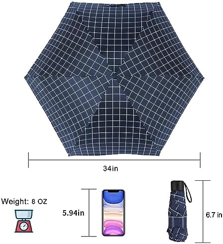 GAOYAING Compact Travel Umbrella 2 PACKS - 34 Inches Blue Plaid