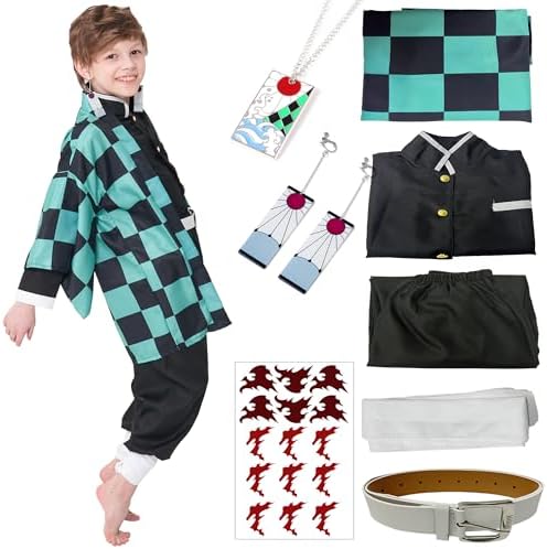 Men Kimono Costume Boys Cloak Set Halloween Pink Uniform With Accessories
