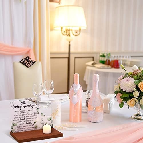 Kigley Memorial Table Sign Set of 3 with Wooden Holder and Candles
