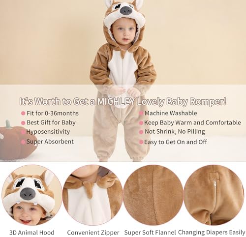 MICHLEY Baby Animal Costume Flannel Hooded Romper 1