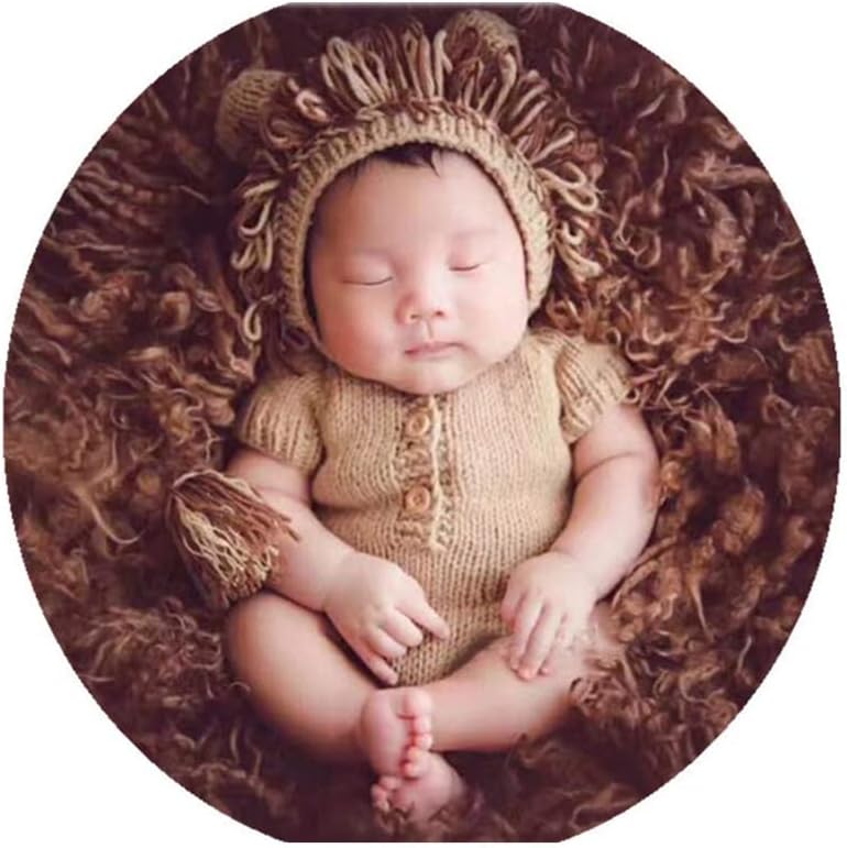 Coberllus Lion Baby Hat with Bodysuit Photography Set