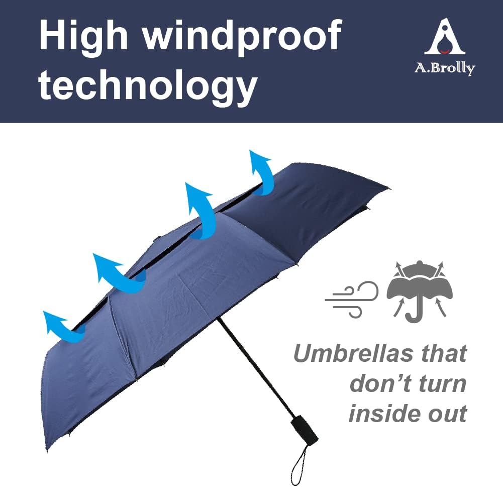 ABrolly Edinburgh Large Windproof Travel Umbrella - 54 Inch Auto Open Close