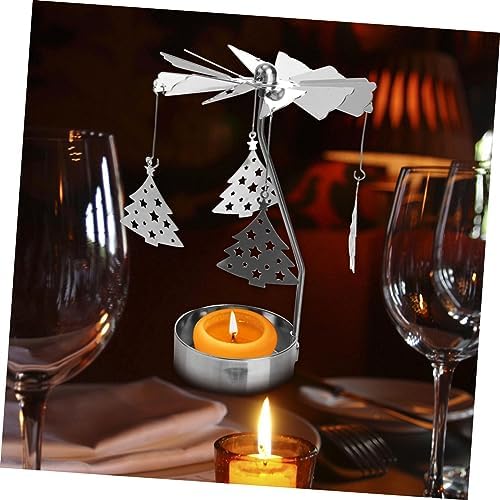 GRIRIW Rotating Snowflake Candle Holder