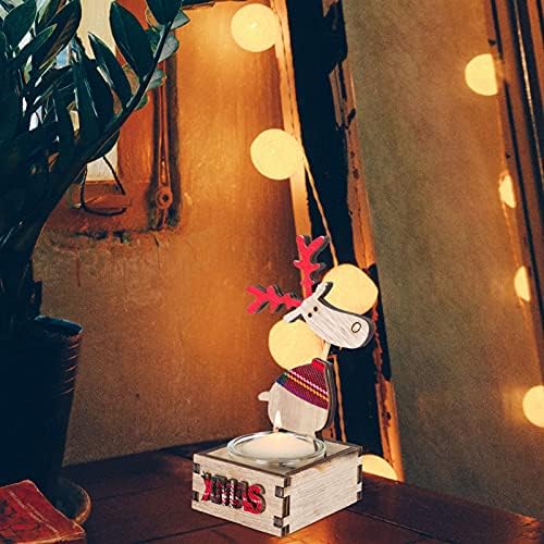 Beaupretty 2Pcs Wood Candlestick Christmas Decor