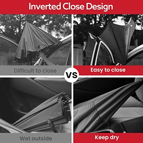 G4Free 62 Inch Reverse Folding Umbrella with C-Handle