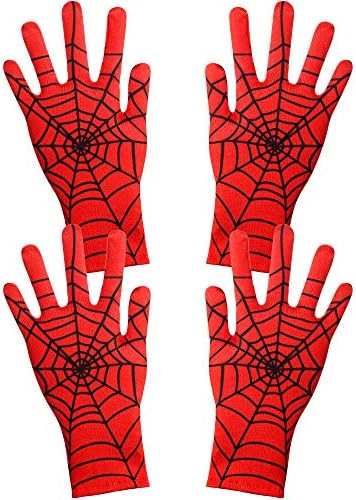 Geyoga Spider Web Gloves Red Black Halloween Costume