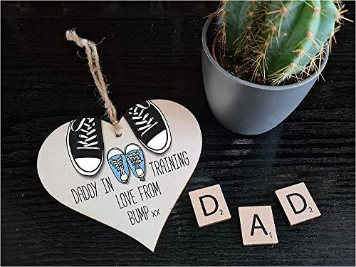 Handmade Wooden Heart Plaque for Dad to Be Gift