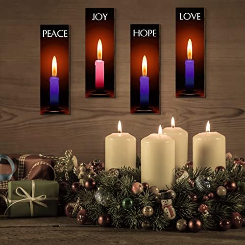 Roowest 4 Piece Christmas Advent Candles Wall Decor