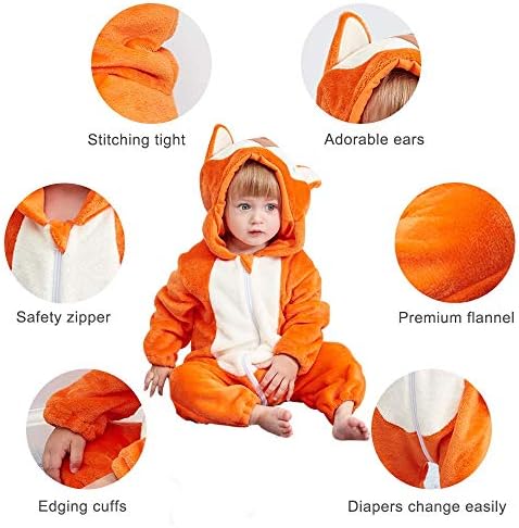 MICHLEY Baby Animal Costume Flannel Hooded Romper