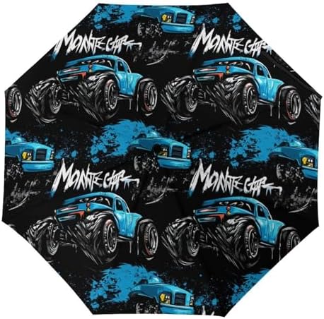 Monster Truck Windproof Folding Sun Rain Umbrella - Black Auto OpenClose