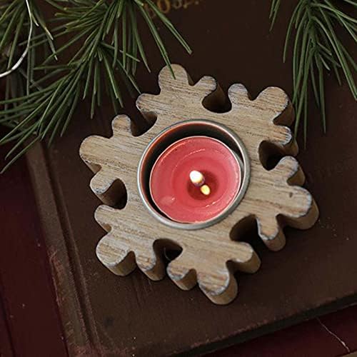 Wooden Snowflake Candlestick Holder Christmas Decor