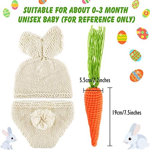 FEPITO Baby Bunny Costume Set Crochet Knit Outfit