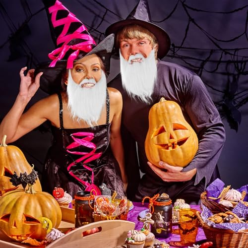 Agatige White False Beard with Elastic Band for Halloween Costume