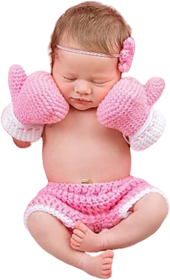 Vomdrok Newborn Baby Boy Crochet Glove Pants Set