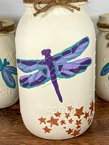 Redwood Home Dragonfly Painted Mason Jars Set of 3