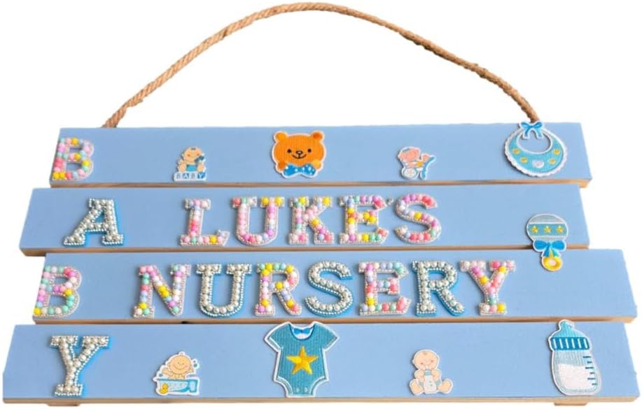 Handmade Baby Nursery Wooden Name Sign with Decor